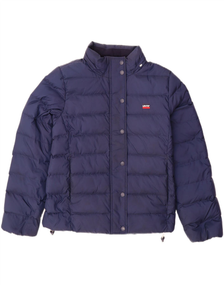 LEVI'S Womens Oversized Hooded Padded Jacket UK 10 Small Navy Blue