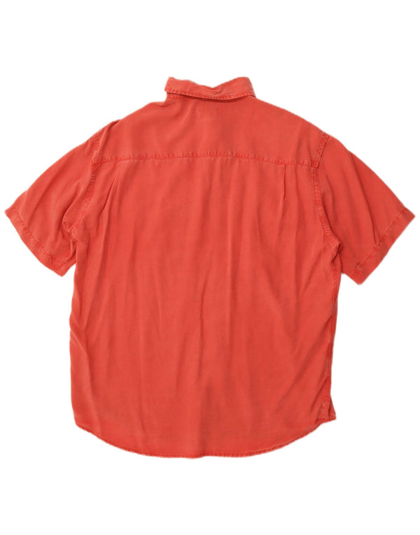 TRUSSARDI JEANS Mens Short Sleeve Shirt Medium Red Lyocell