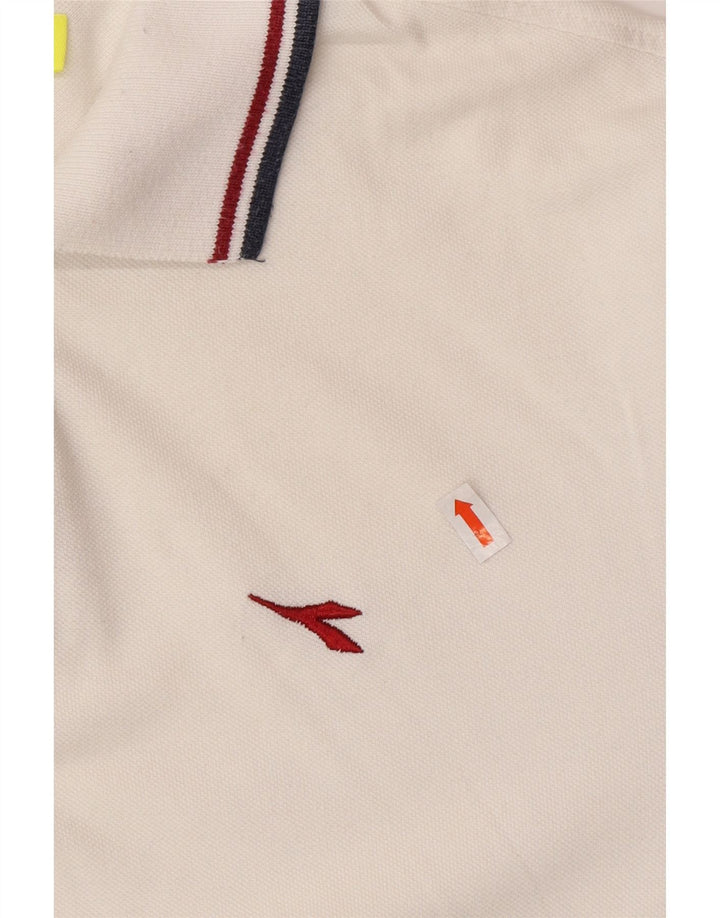 DIADORA Mens Polo Shirt Medium White Cotton