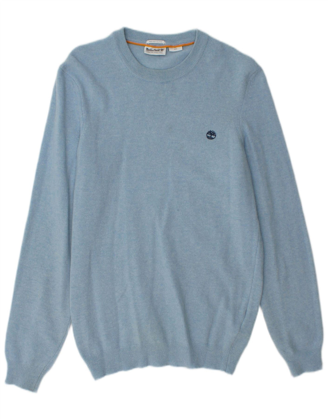 TIMBERLAND Mens Crew Neck Jumper Sweater Small Blue Merino Wool