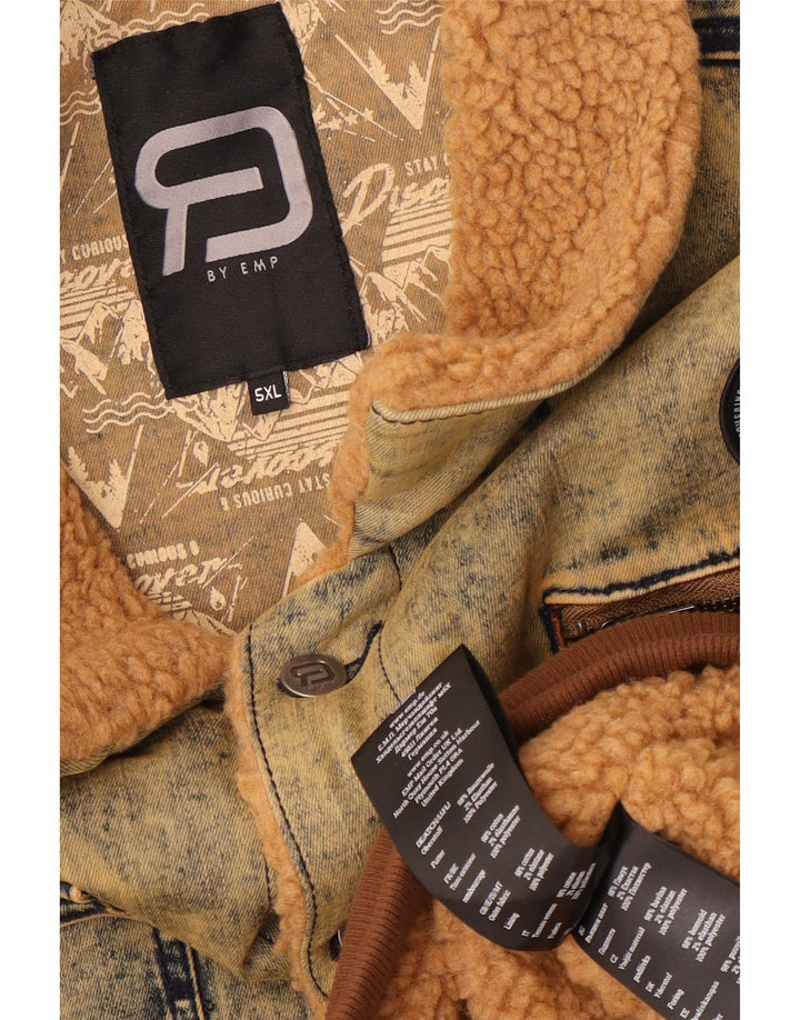 EMP Mens Denim Jacket UK 60 5XL Brown Cotton