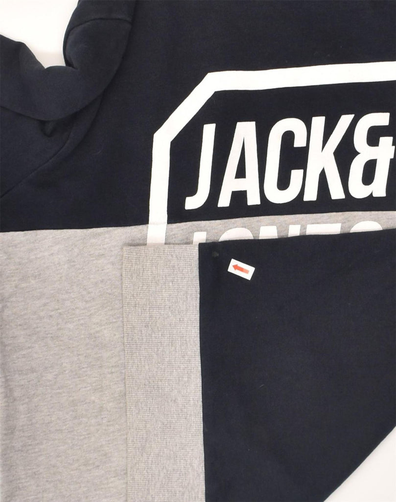 JACK & JONES Mens Graphic Sweatshirt Jumper Small Navy Blue Colourblock | Vintage Jack & Jones | Thrift | Second-Hand Jack & Jones | Used Clothing | Messina Hembry 