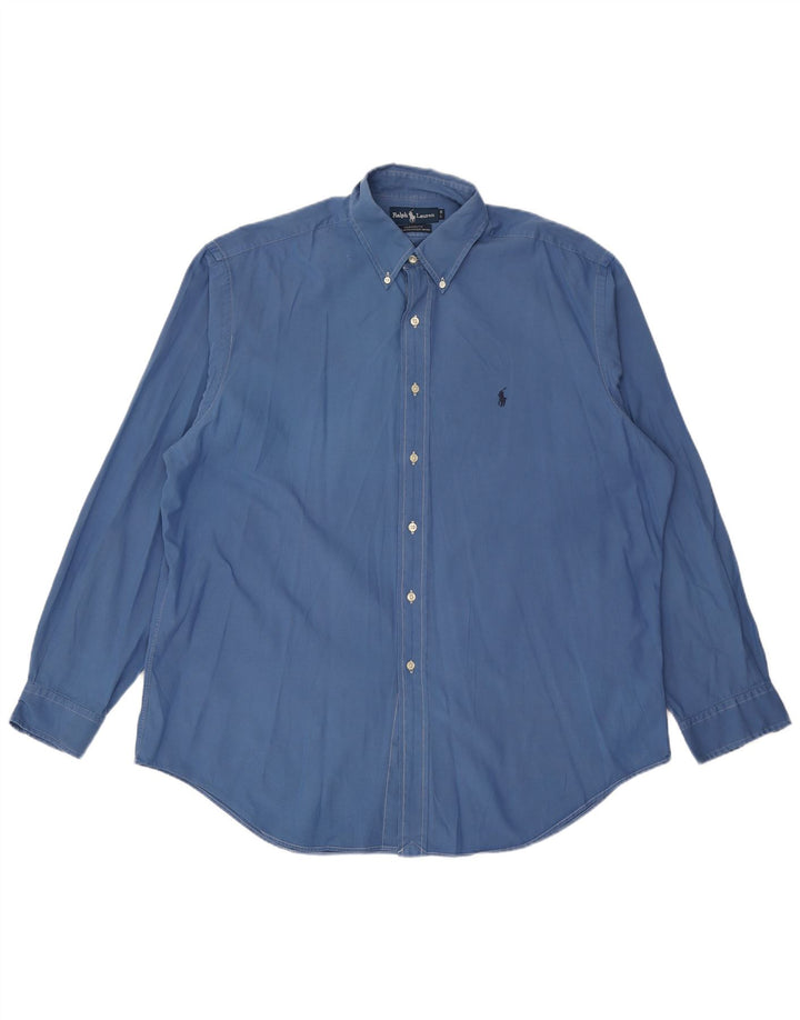RALPH LAUREN Mens Yarmouth Loose Fit Shirt Size 17 XL Blue Cotton