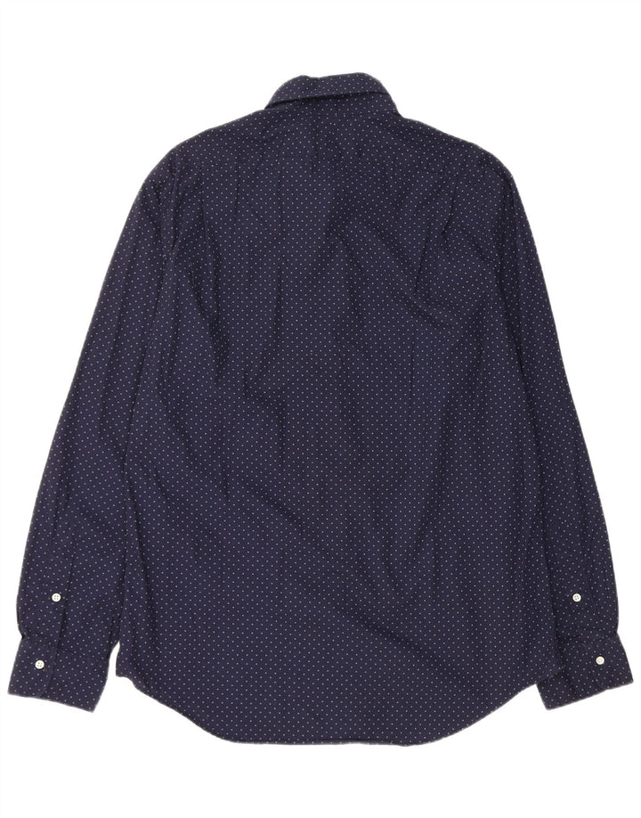 POLO RALPH LAUREN Mens Slim Fit Shirt XL Navy Blue Spotted Cotton