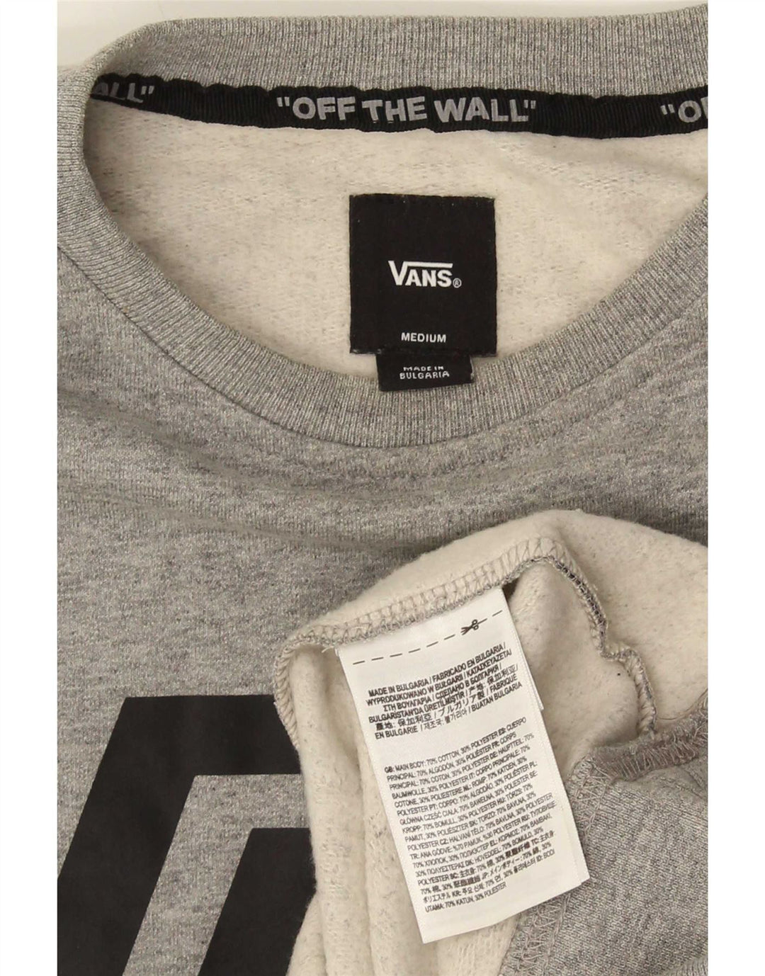 Vans Mens Graphic Sweatshirt Jumper Medium Grey Cotton