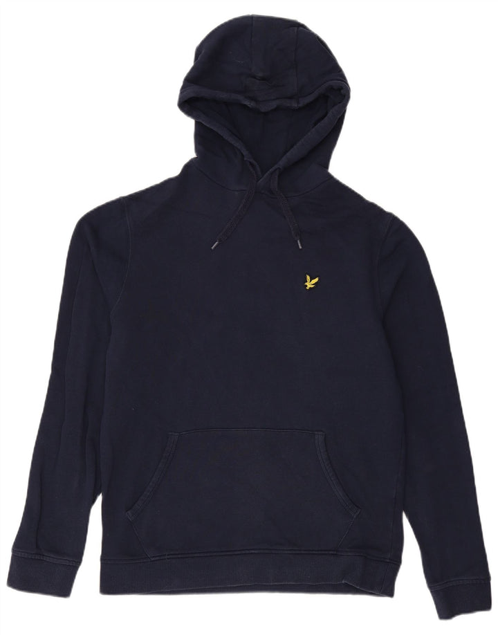 LYLE & SCOTT Mens Hoodie Jumper Medium Navy Blue Cotton