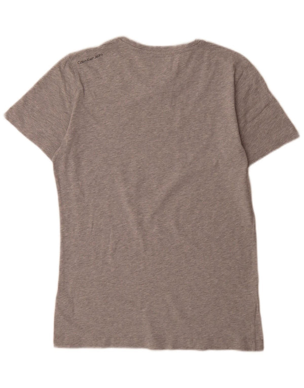 Calvin Klein Jeans Mens Graphic T-Shirt Top Small Grey Flecked Cotton