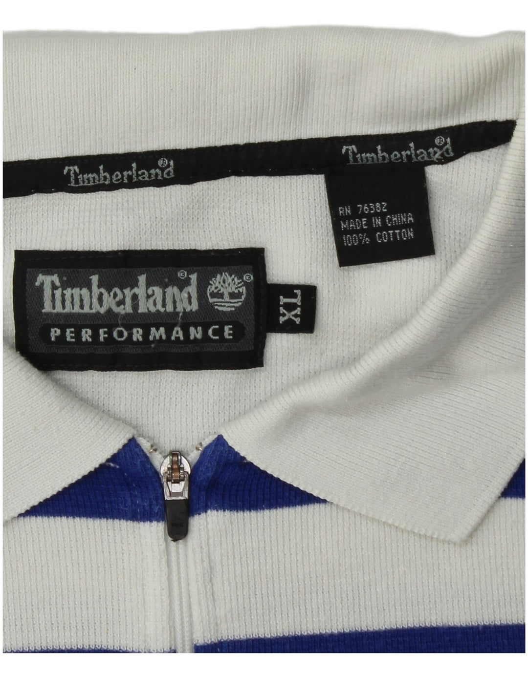 TIMBERLAND Mens Polo Shirt XL Blue Striped Cotton