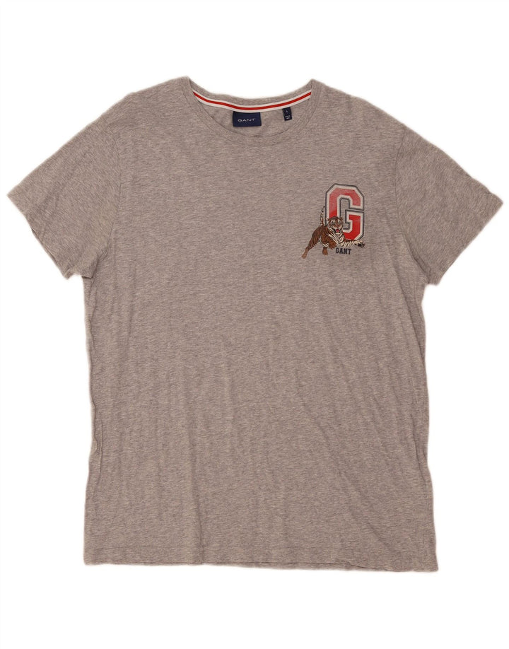 Gant Mens Graphic T-Shirt Top Large Grey Cotton