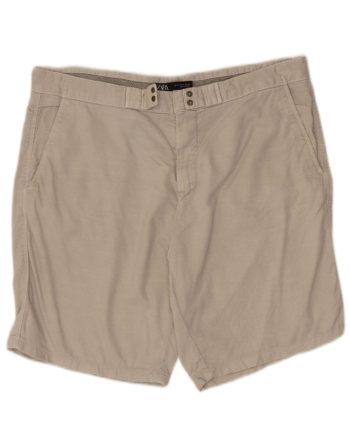 Zara Mens Chino Shorts EU 44 Large W34  Beige Cotton