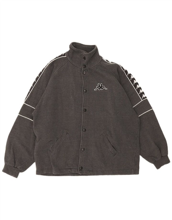 Kappa Mens Graphic Tracksuit Top Jacket Medium Grey Colourblock Cotton