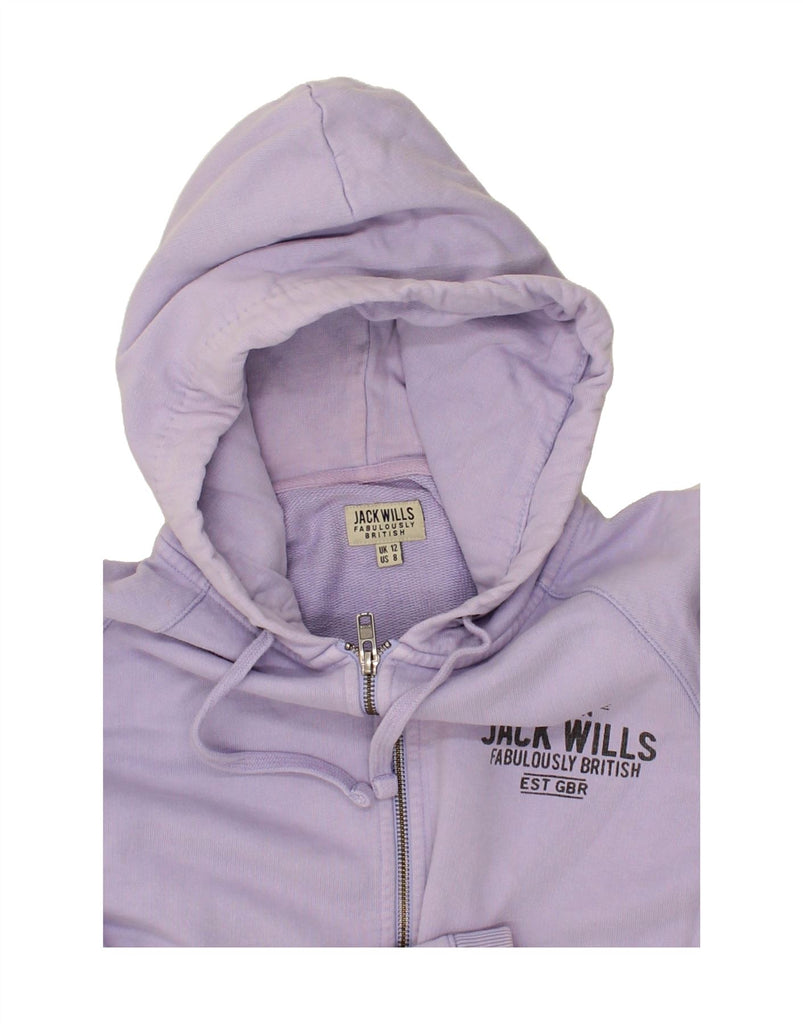 JACK WILLS Womens Zip Hoodie Sweater UK 12 Medium Purple Cotton | Vintage Jack Wills | Thrift | Second-Hand Jack Wills | Used Clothing | Messina Hembry 