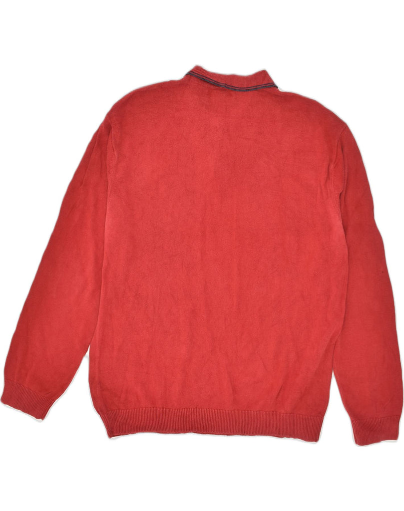 CHAPS Mens Polo Neck Jumper Sweater Large Red Cotton | Vintage Chaps | Thrift | Second-Hand Chaps | Used Clothing | Messina Hembry 