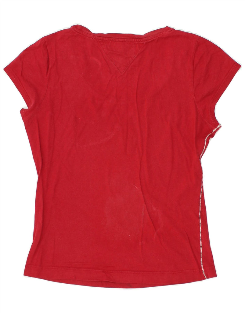 TOMMY HILFIGER Womens Graphic T-Shirt Top UK 10 Small Red Cotton | Vintage Tommy Hilfiger | Thrift | Second-Hand Tommy Hilfiger | Used Clothing | Messina Hembry 