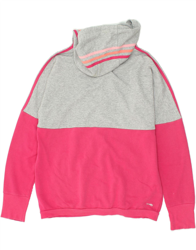 ADIDAS Womens Zip Hoodie Sweater UK 12/14 Medium Grey Colourblock Cotton | Vintage Adidas | Thrift | Second-Hand Adidas | Used Clothing | Messina Hembry 