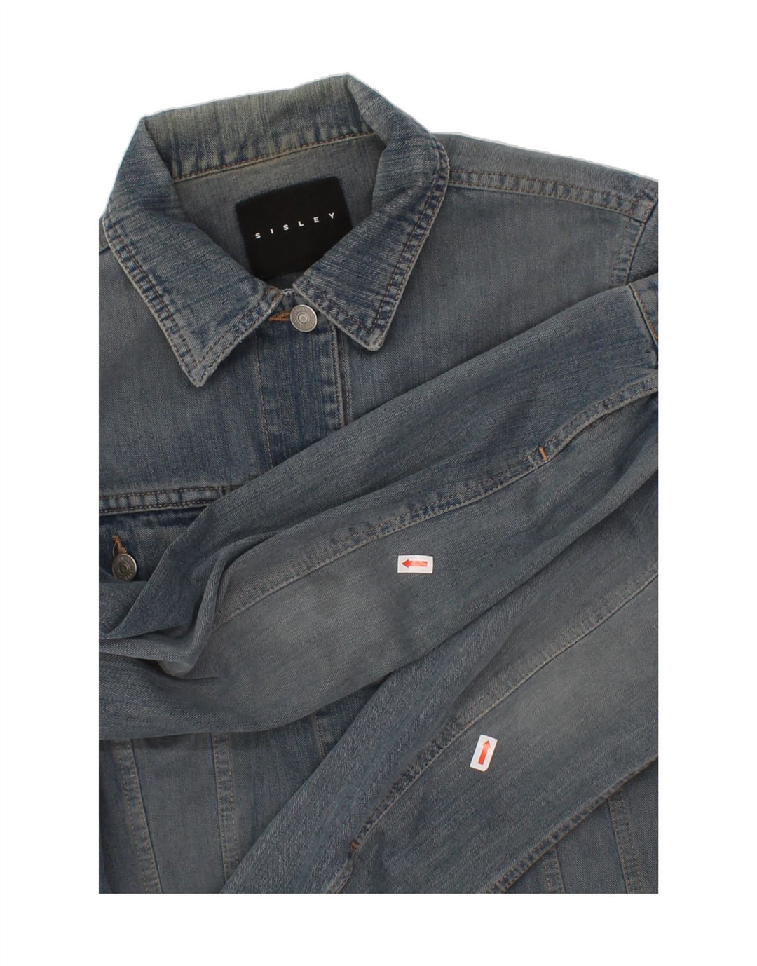 SISLEY Womens Denim Jacket UK 14 Medium Blue Vintage Sisley and Second-Hand Sisley from Messina Hembry 