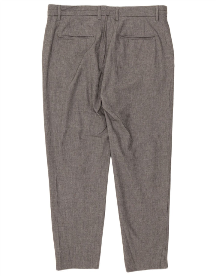 Zara Mens Slim Chino Trousers XL W34 L30 Grey Polyester
