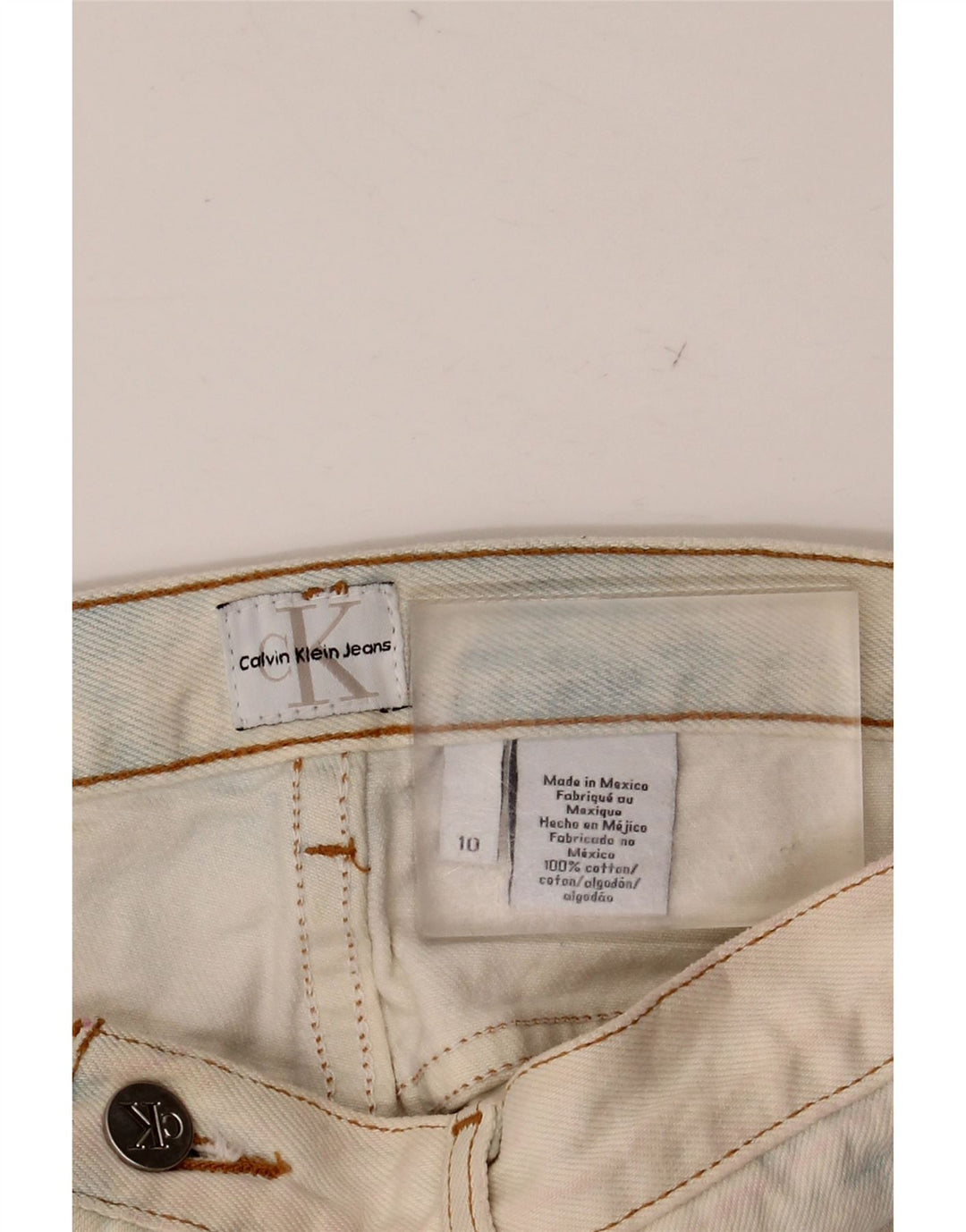 CALVIN KLEIN Womens Denim Shorts US 10 Large W32  Blue Tie Dye Cotton