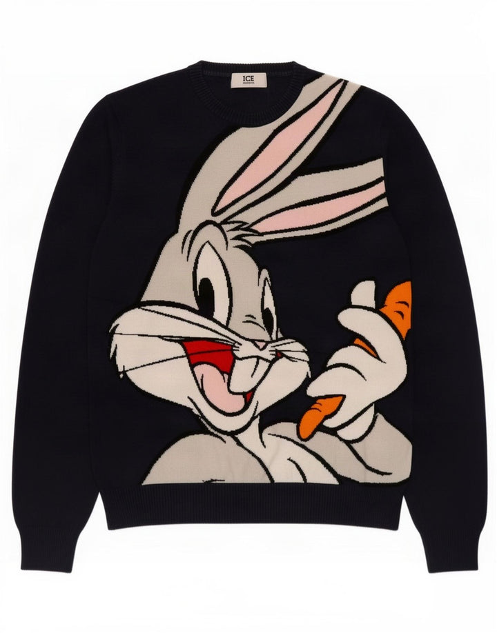 Iceberg Mens Bugs Bunny Graphic Crew Neck Jumper Sweater Medium Navy Blue