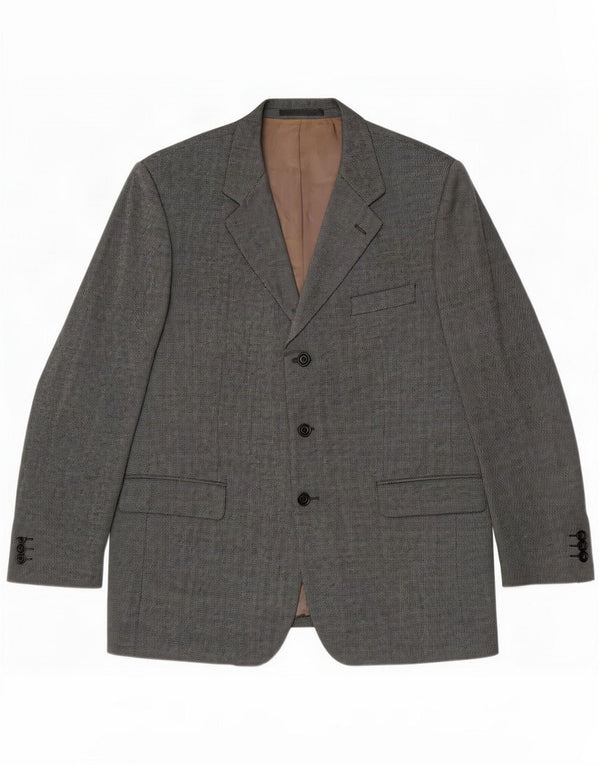 Wellington Mens 3 Button Blazer Jacket UK 46 3XL Grey Wool