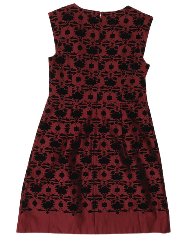 Oasis Womens Sleeveless A-Line Dress UK 14 Medium Burgundy Floral Cotton