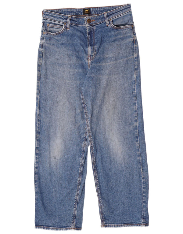 Lee Womens Crop Wide Leg Jeans W29 L26 Blue Cotton