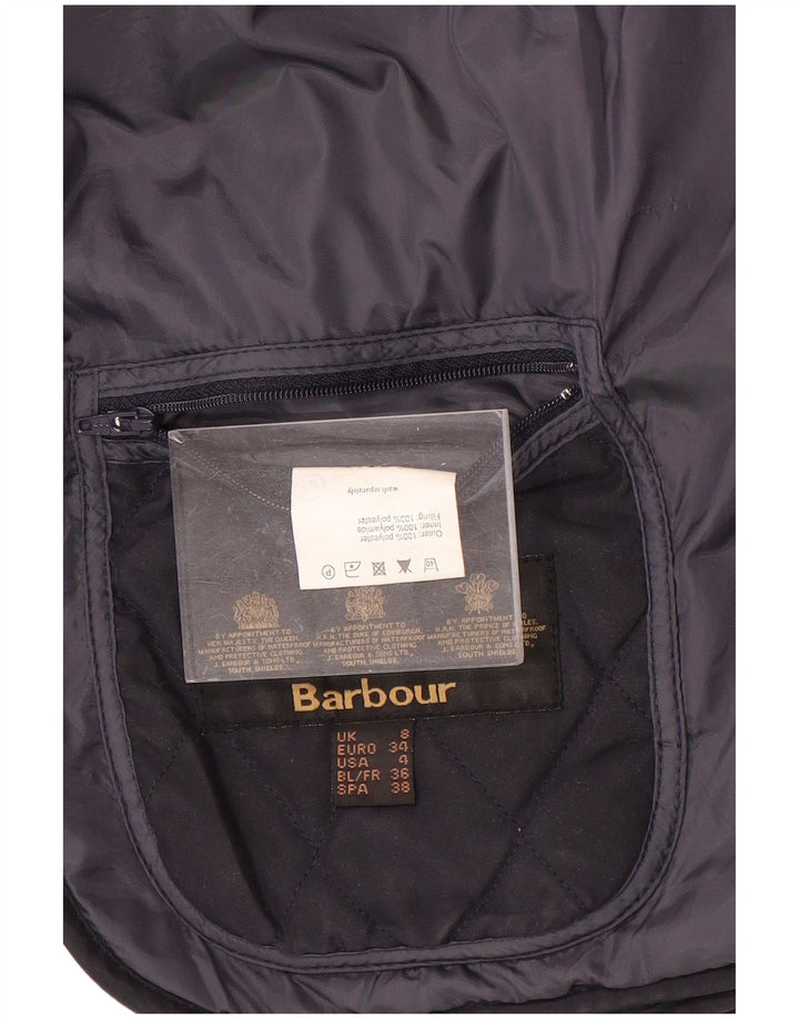 BARBOUR Womens Quilted Jacket UK 8 Small Navy Blue Polyester