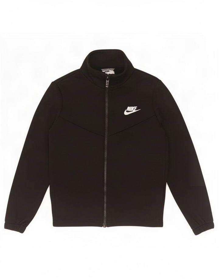Nike Boys Graphic Tracksuit Top Jacket 8-9 Years Small Black Polyester