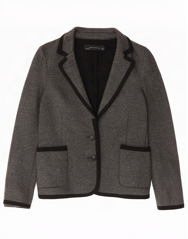 Zara Womens 2 Button Knit Blazer Jacket UK 10 Small Grey