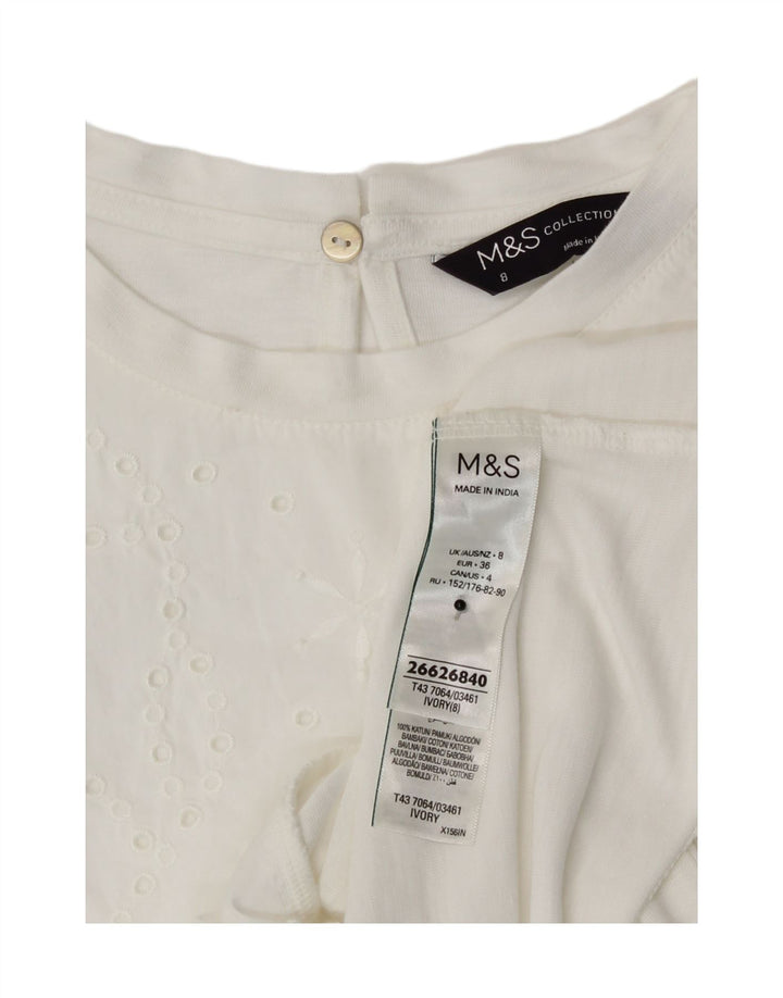 Marks & Spencer Womens Blouse Top UK 8 Small White Modal