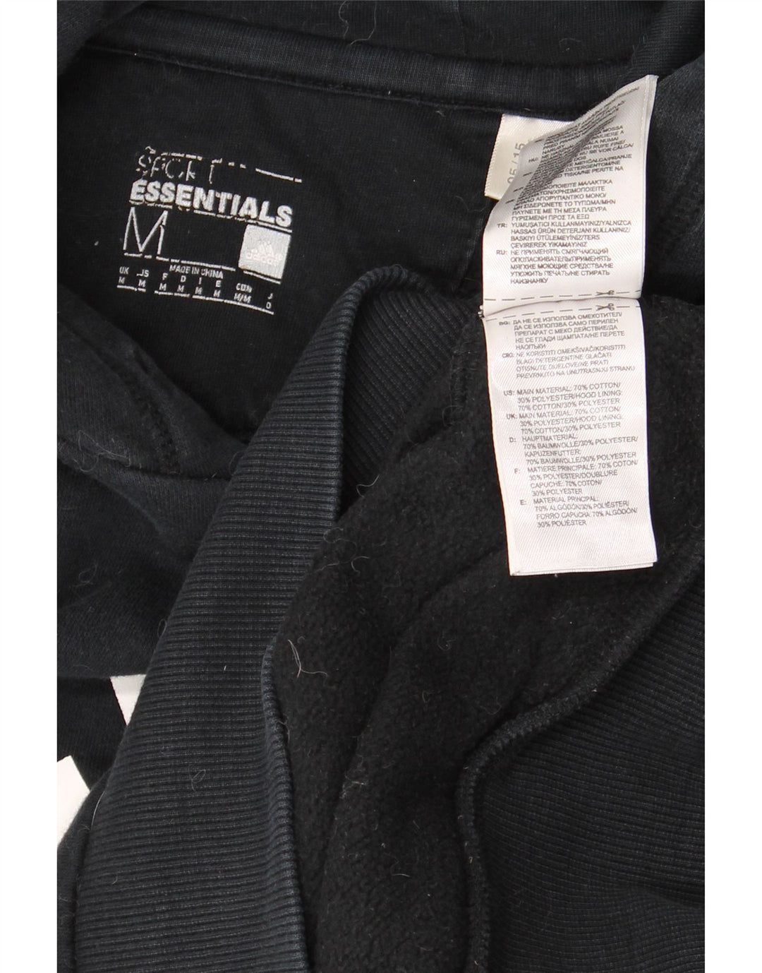 ADIDAS Mens Graphic Hoodie Jumper Medium Black Cotton