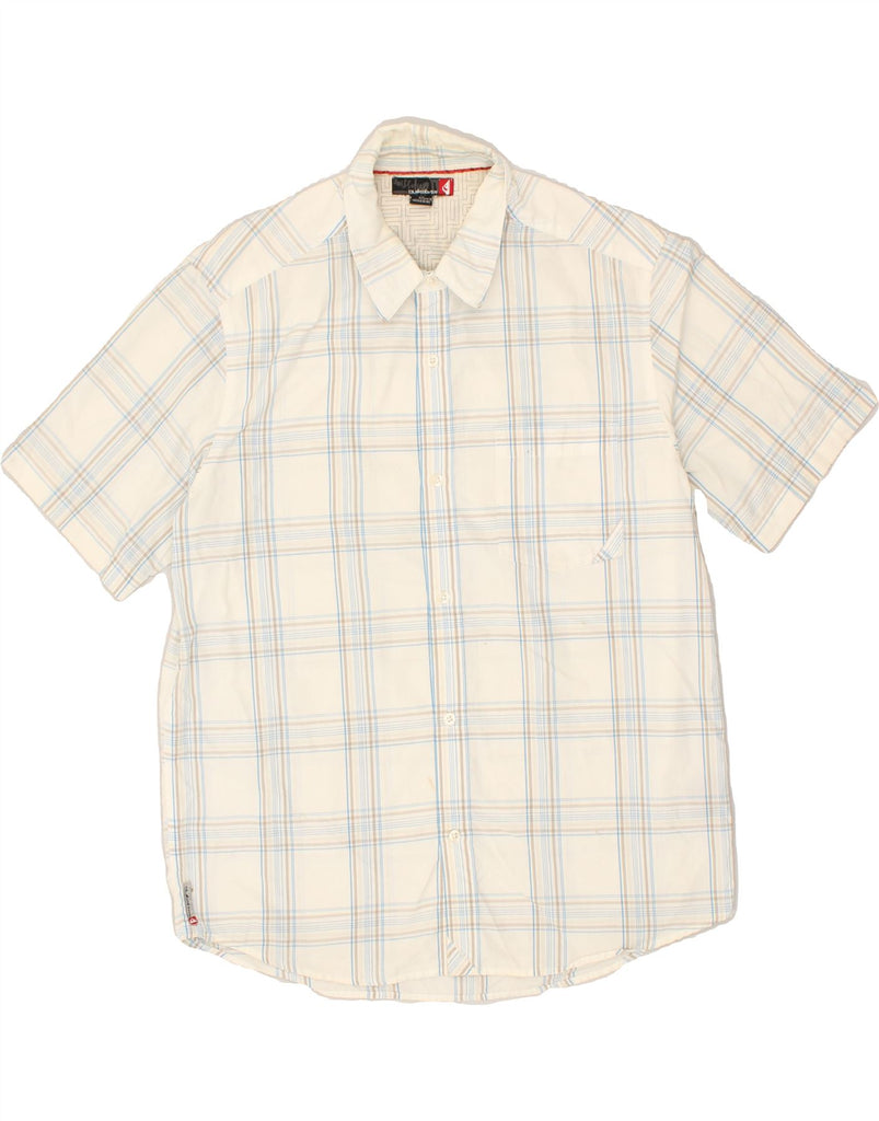 QUIKSILVER Mens Short Sleeve Shirt Medium Off White Check Cotton | Vintage Quiksilver | Thrift | Second-Hand Quiksilver | Used Clothing | Messina Hembry 