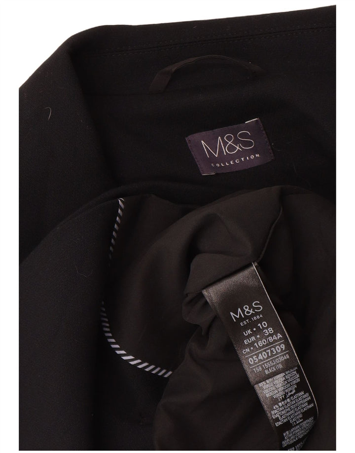 Marks & Spencer Womens Double Breasted Blazer Jacket UK 10 Small Black