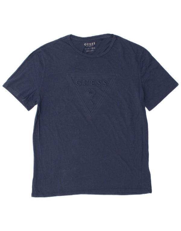 Guess Womens Graphic T-Shirt Top UK 18 XL Navy Blue Cotton
