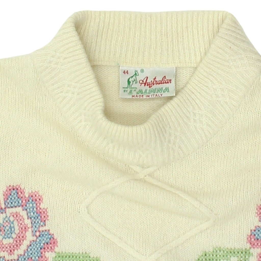 Australian By L'Alpina Womens White High Neck Knitted Jumper | Vintage 90s VTG | Vintage Messina Hembry | Thrift | Second-Hand Messina Hembry | Used Clothing | Messina Hembry 