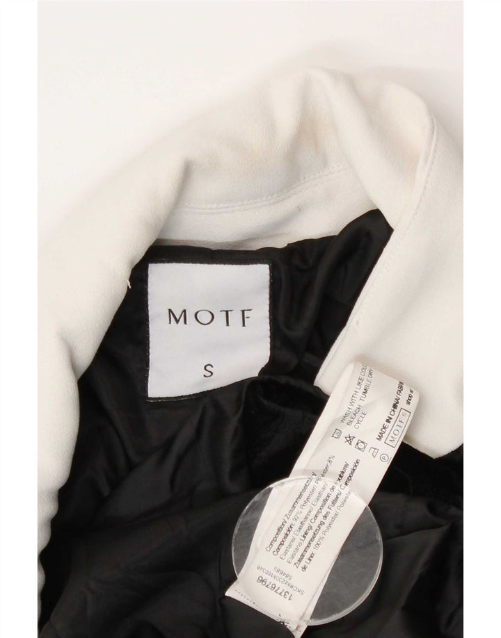 Motf Womens Velour Double Breasted Coat UK 10 Small Black Colourblock