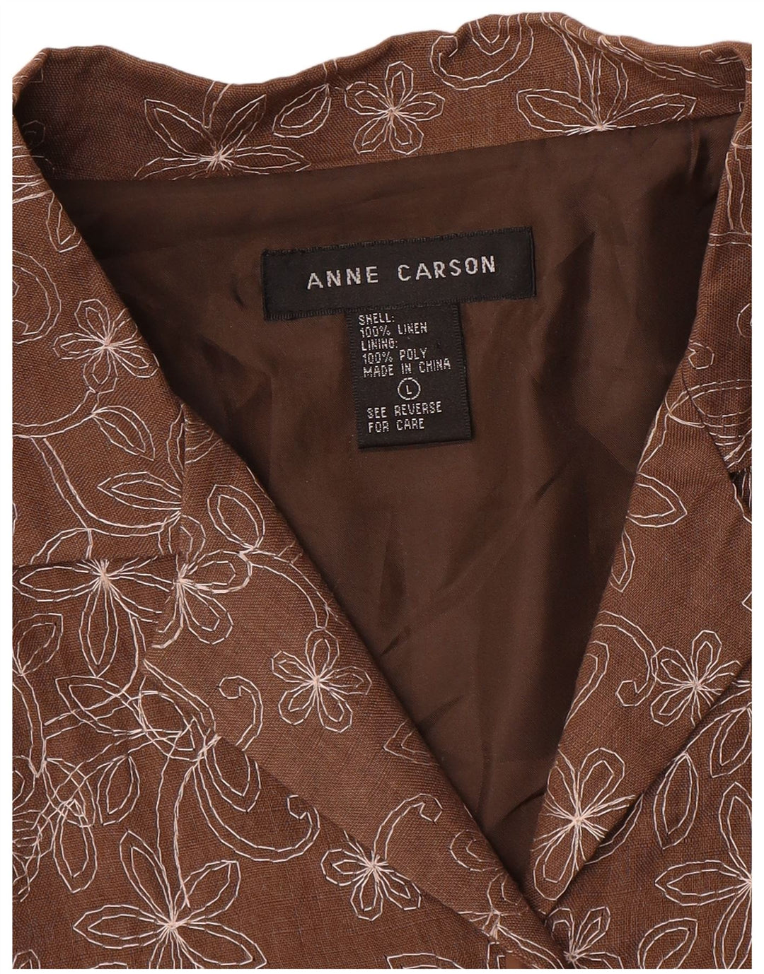 Anne Carson Womens 3/4 Sleeve Blazer Jacket UK 16 Large Brown Floral