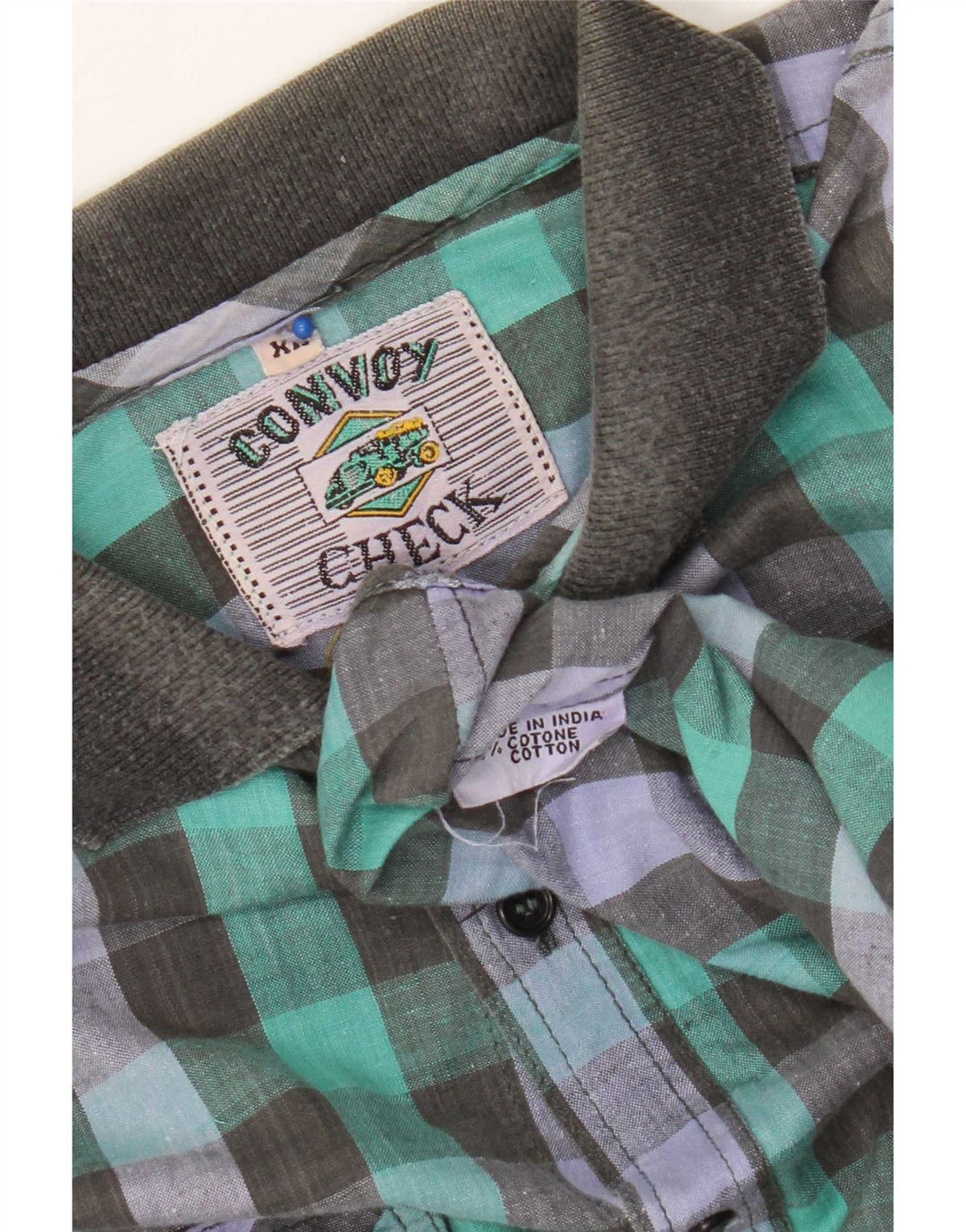 Vintage Mens Shirt XL Multicoloured Gingham Cotton