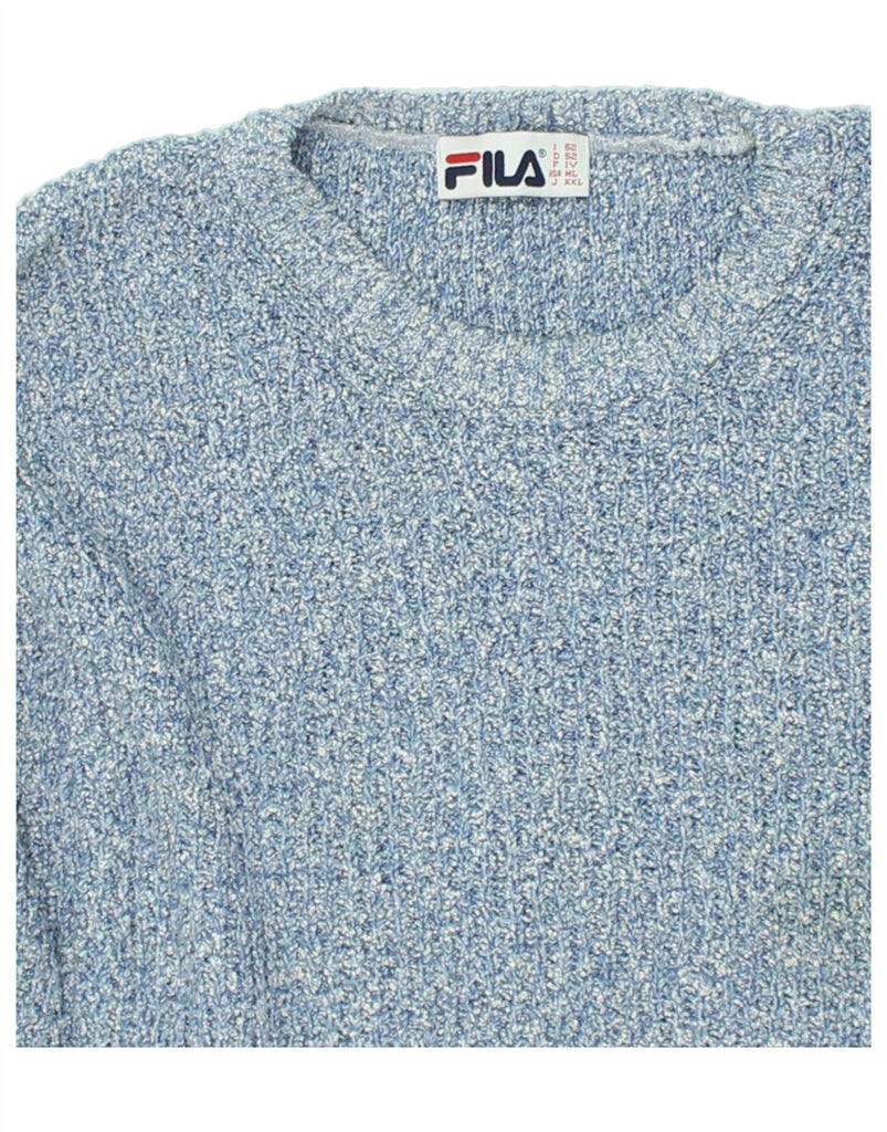 FILA Mens Crew Neck Jumper Sweater IT 52 Large Blue Cotton | Vintage Fila | Thrift | Second-Hand Fila | Used Clothing | Messina Hembry 