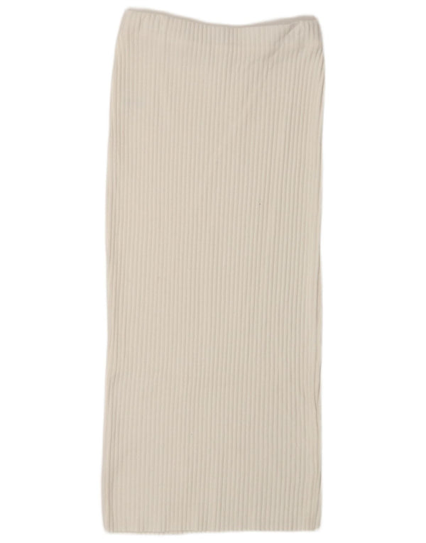 Zara Womens High Waist Midi Skirt Small W28 White Cotton