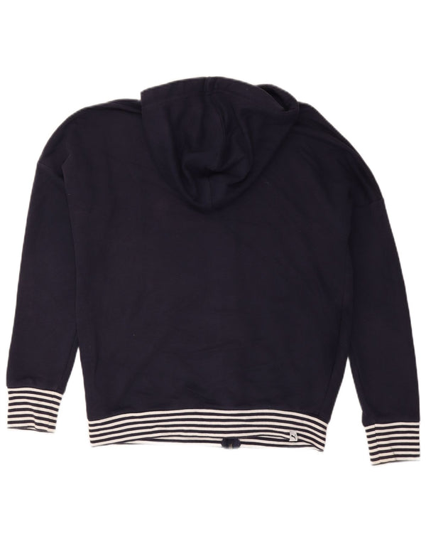Puma Womens Graphic Zip Hoodie Sweater UK 12 Medium Navy Blue Cotton