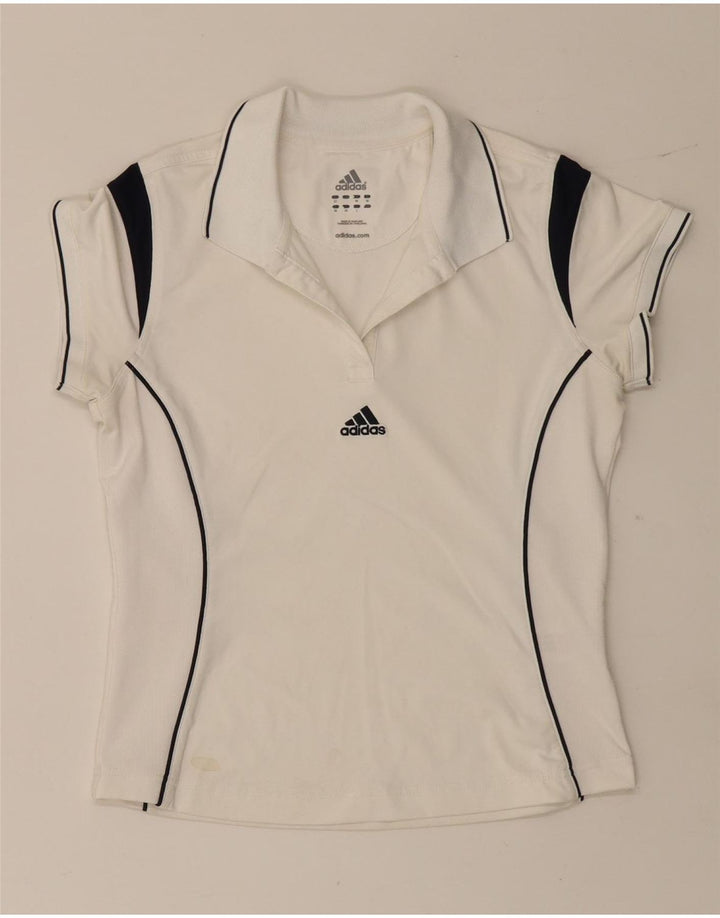 Adidas Womens Polo Shirt UK 12 Medium White Colourblock Polyester