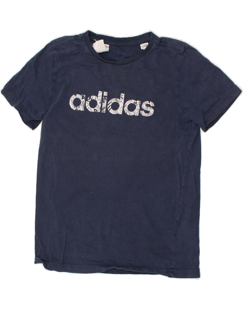 ADIDAS Boys Graphic T-Shirt Top 9-10 Years Navy Blue Cotton | Vintage Adidas | Thrift | Second-Hand Adidas | Used Clothing | Messina Hembry 