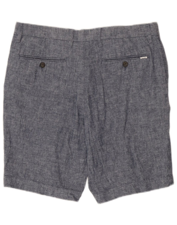 Marks & Spencer Mens Chino Shorts W32 Medium Blue Linen