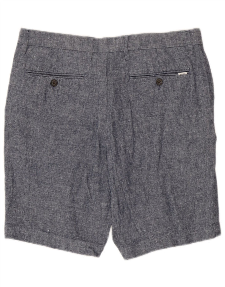 Marks & Spencer Mens Chino Shorts W32 Medium Blue Linen