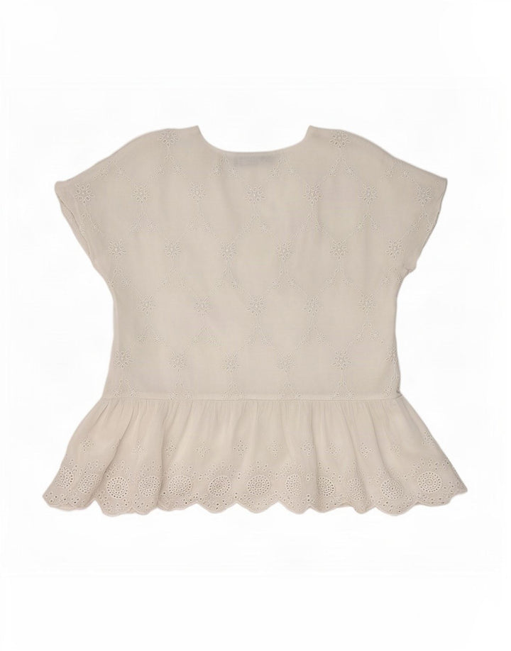 Zara Womens Blouse Top UK 10 Small White Floral