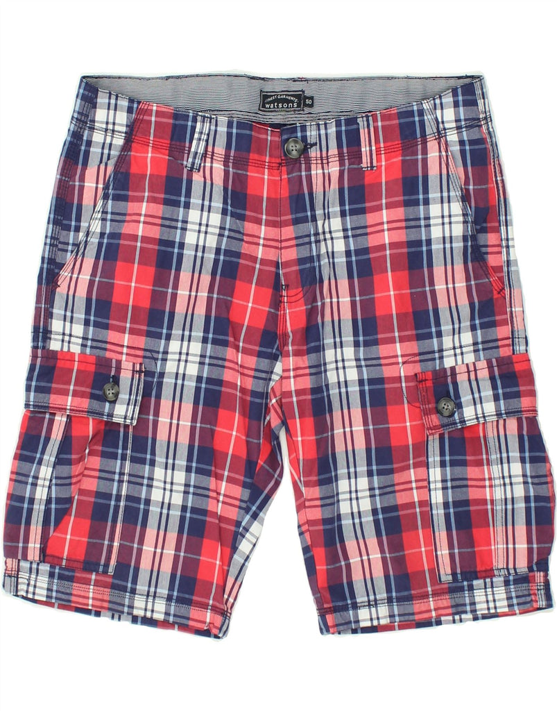WATSONS Mens Cargo Shorts IT 50 Large W38 Red Check Cotton | Vintage Watsons | Thrift | Second-Hand Watsons | Used Clothing | Messina Hembry 
