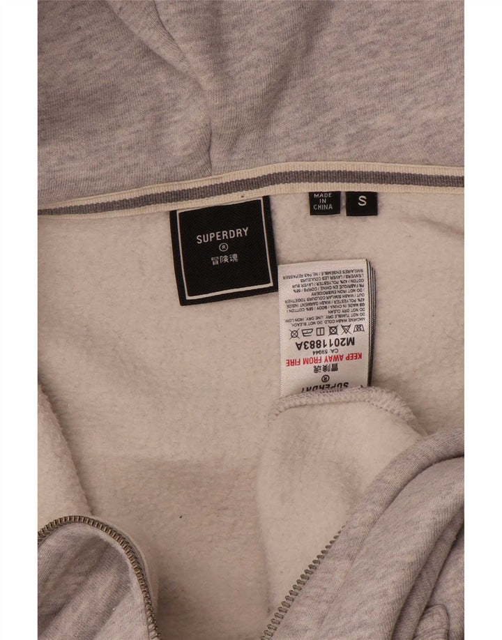 Superdry Mens Zip Hoodie Sweater Small Grey Cotton