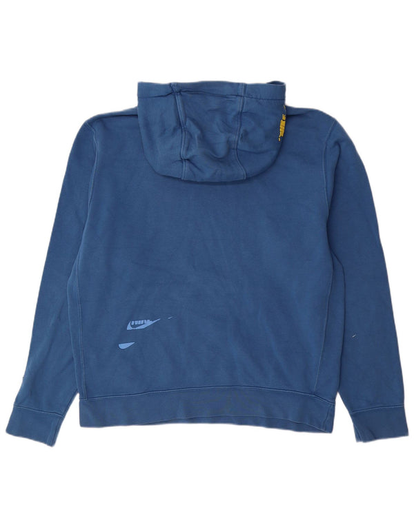 Nike Mens Graphic Hoodie Jumper Medium Blue Cotton