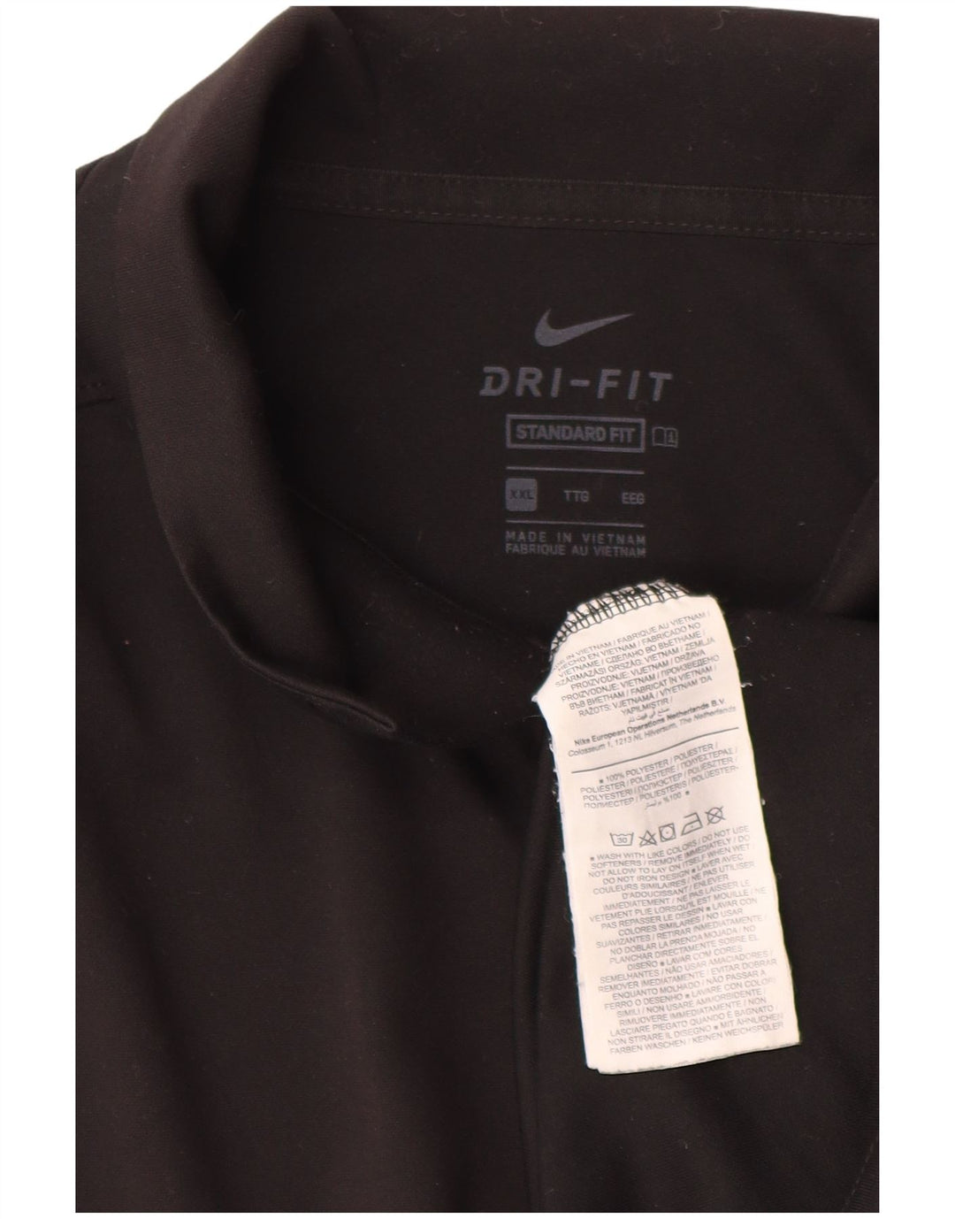 Nike Mens Dri Fit Standard Fit Polo Shirt 2XL Black Polyester
